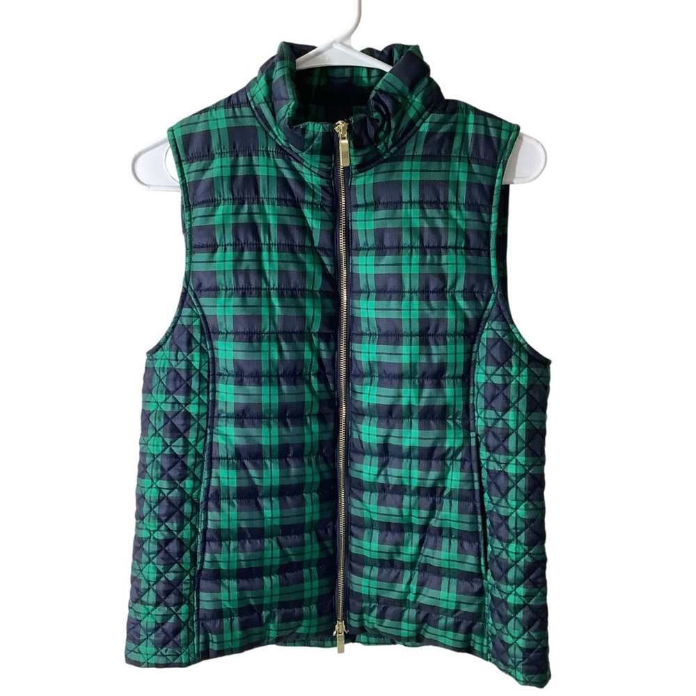 Vineyard Vines Blue and Green Tartan Plaid Puffer Vest